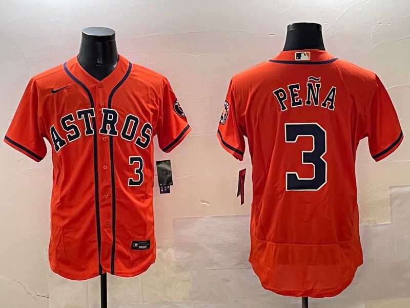 Men Houston Astros 3 Pena Orange Elite 2025 Nike MLB Jersey style 1